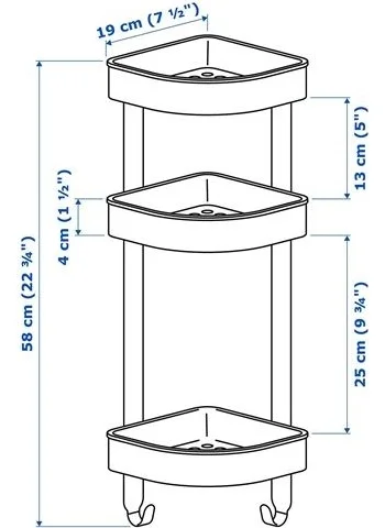 أيكيا Brogrund Shower Basket, Stainless Steel, 19X58 cm