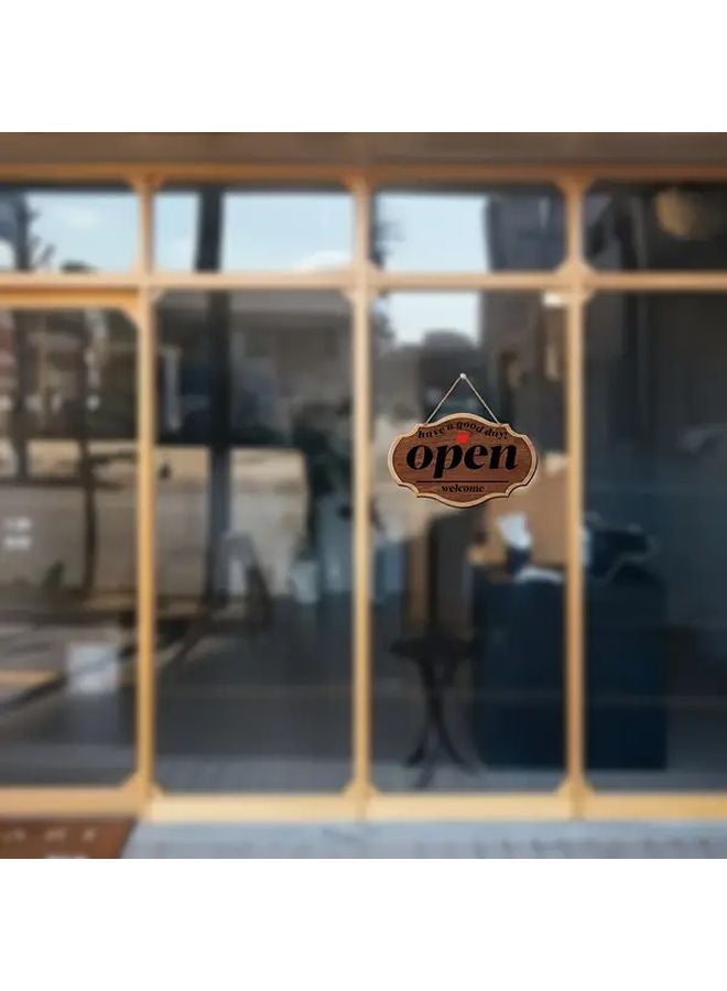 Coffee Color Double Sided Wooden Open Close Sign Rustic Shop Decor - Image 3