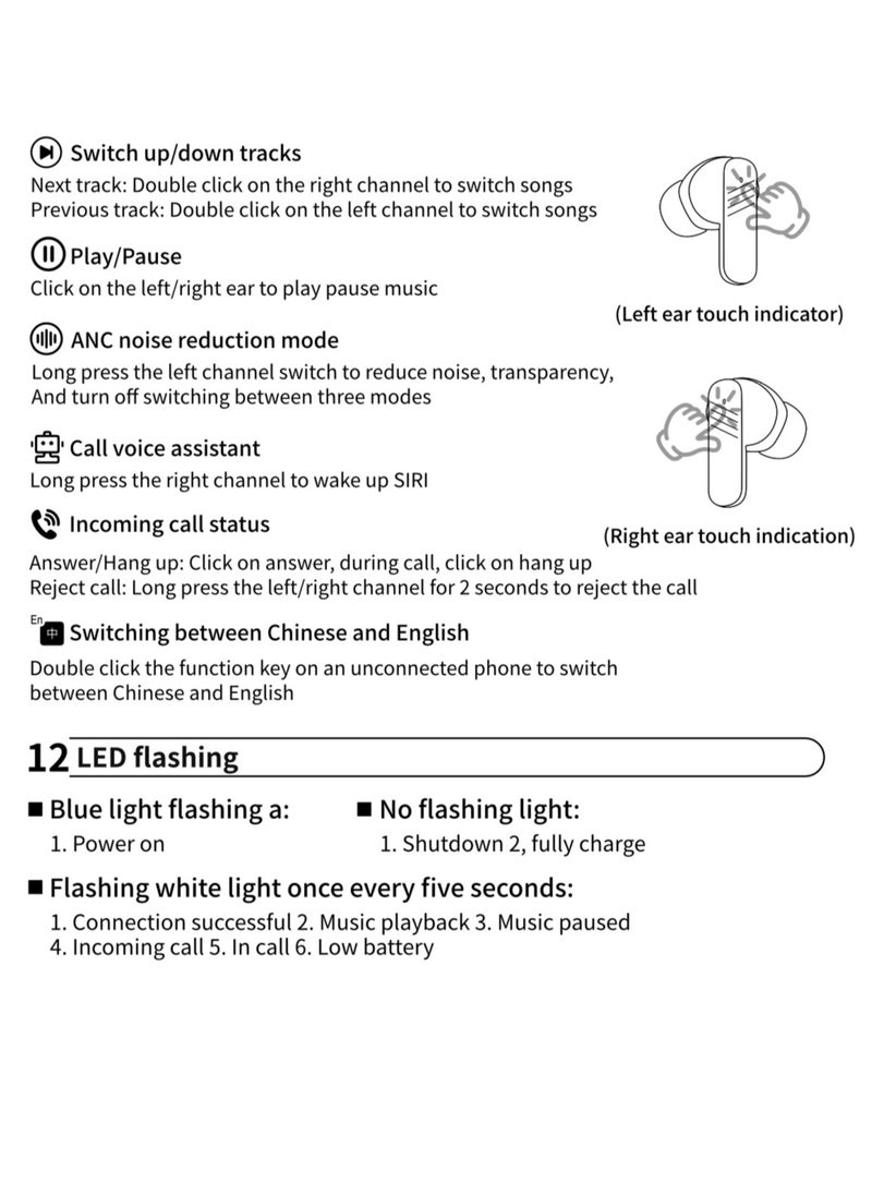 True Wireless Active Noise Cancel ANC Earphones TWS In-ear Earbuds, 2’’ Full Color Display Smart Touch Control Screen Charging Case, Remote Selfie Photograph, ENC HiFi Stereo Headphones Evoke Siri, Bluetooth 5.4 (Cosmos Black)