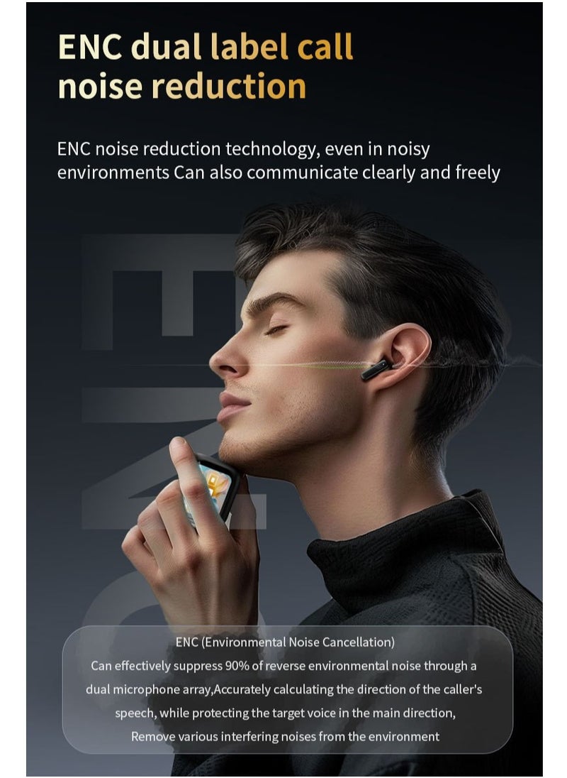 True Wireless Active Noise Cancel ANC Earphones TWS In-ear Earbuds, 2’’ Full Color Display Smart Touch Control Screen Charging Case, Remote Selfie Photograph, ENC HiFi Stereo Headphones Evoke Siri, Bluetooth 5.4 (Cosmos Black)