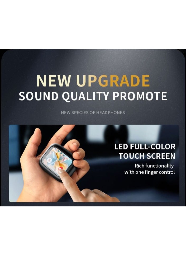 True Wireless Active Noise Cancel ANC Earphones TWS In-ear Earbuds, 2’’ Full Color Display Smart Touch Control Screen Charging Case, Remote Selfie Photograph, ENC HiFi Stereo Headphones Evoke Siri, Bluetooth 5.4 (Cosmos Black)