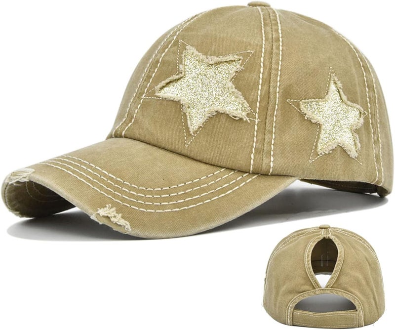 ProMindFun Womens Pony Hat High Ponytail Baseball Cap Girls Messy Bun Caps Camouflage Trucker Bad Hair Day Adjustable Dad Hat - Image 2