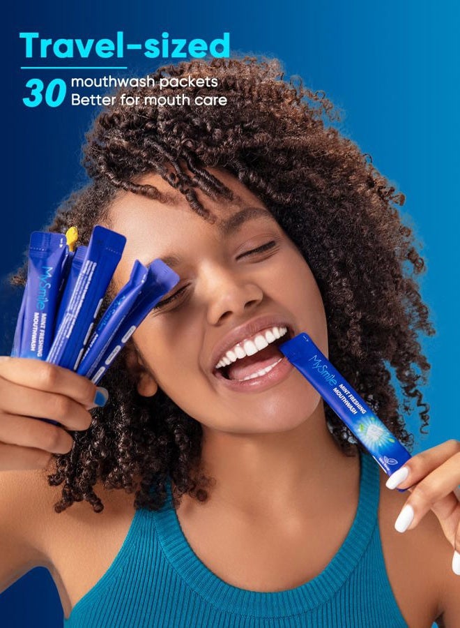 MySmile Mouthwash Alcohol Free, Mouth Wash for Adults, Travel Mouthwash Helps Kill 99% of Bad Breath Germs, Prevents Cavities, Fluoride Free, Fresh Mint, 30 Uses (0.41 Fl Oz (Pack of 30)) - Image 5