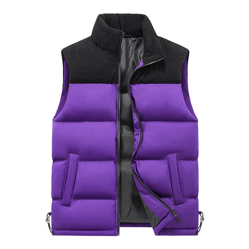 Stitching Contrast Color Men'S Vest Youth Fashion All-Match Collar Thickened Warm Sleeveless Vest Jacket - Image 5
