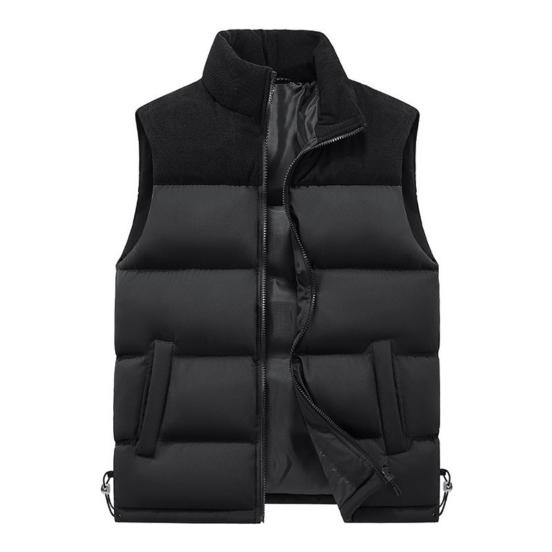 Stitching Contrast Color Men'S Vest Youth Fashion All-Match Collar Thickened Warm Sleeveless Vest Jacket - Image 4