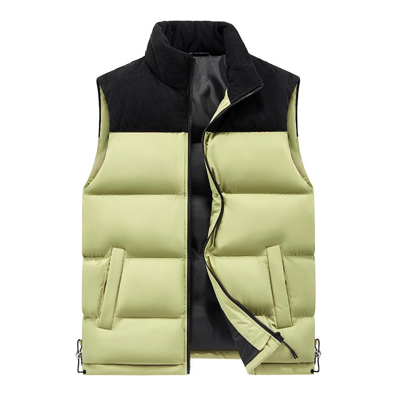 Stitching Contrast Color Men'S Vest Youth Fashion All-Match Collar Thickened Warm Sleeveless Vest Jacket - Image 2