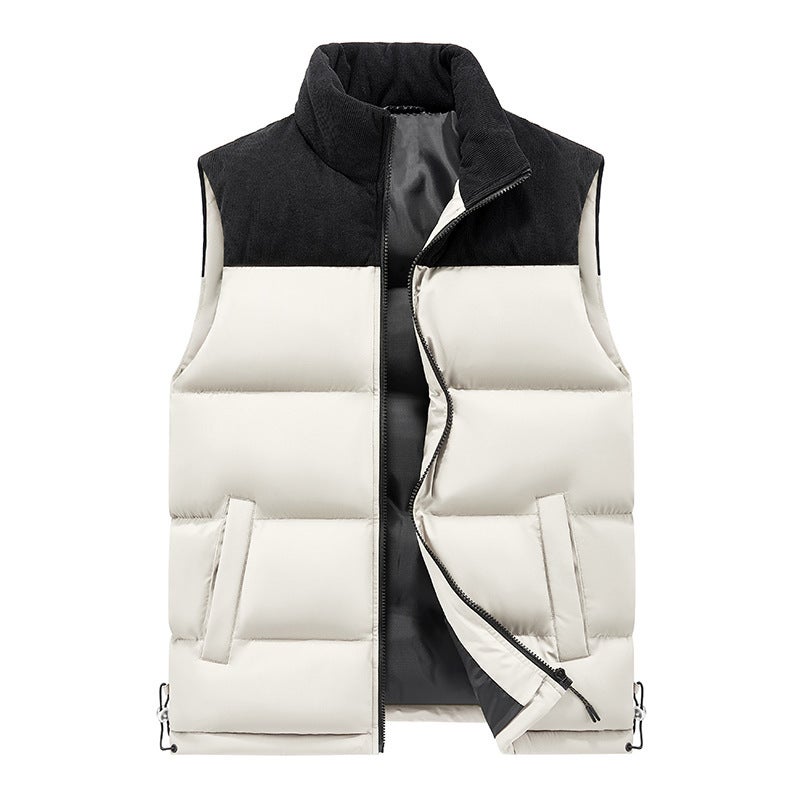 Stitching Contrast Color Men'S Vest Youth Fashion All-Match Collar Thickened Warm Sleeveless Vest Jacket - Image 3