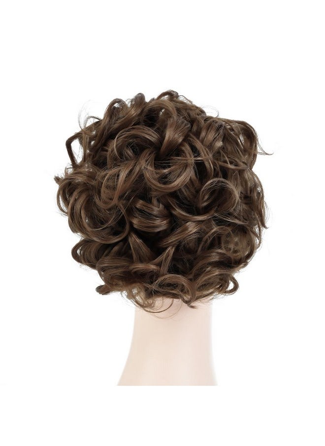 Rose bud Rose bud Chignon Hairpiece Curly Bun Extensions Scrunchie Updo Synthetic Combs in Messy Bun Hair Piece for Women Light Brown  - Image 3