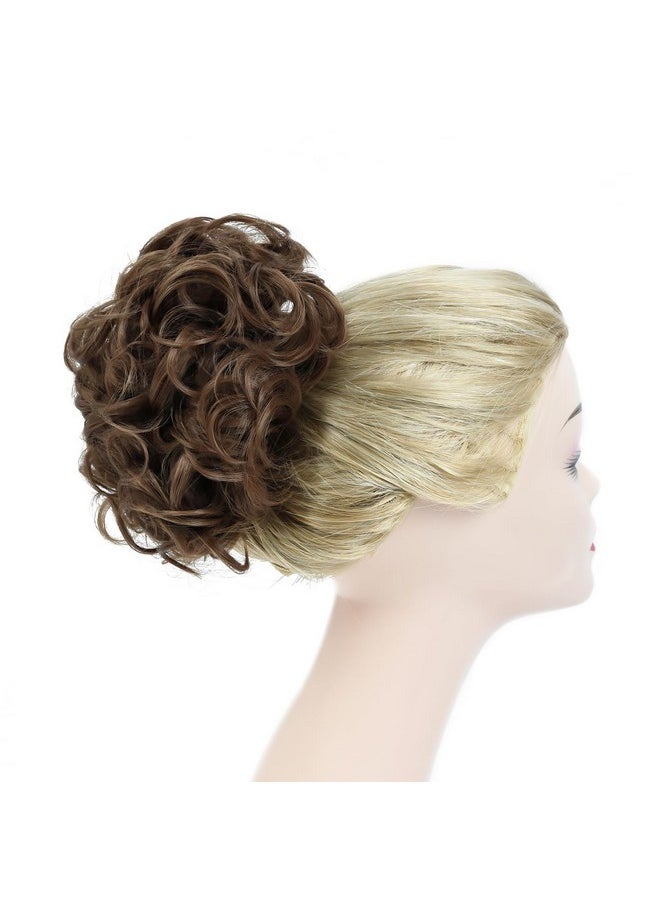 Rose bud Rose bud Chignon Hairpiece Curly Bun Extensions Scrunchie Updo Synthetic Combs in Messy Bun Hair Piece for Women Light Brown  - Image 2
