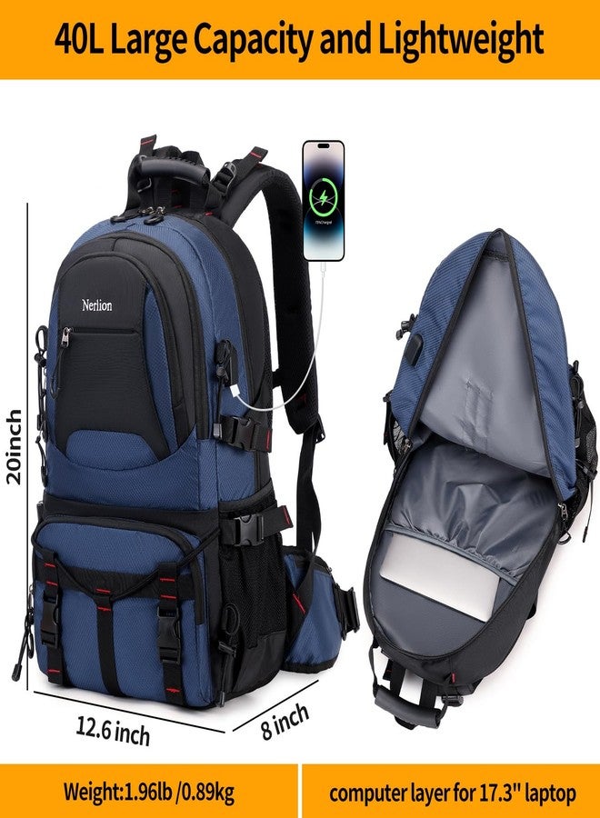 NerIion 40L Hiking Backpack Travel Backpack for Men Women Camping Waterproof Outdoor Hiking Daypack Lightweight Backpack (Blue) - Image 5