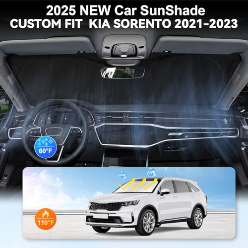 INSAUTO Custom Fit Sorento Windshield Sunshade for 2021-2024 2025 2026 KIA Sorento Front Window Shades Cover for Windshield Sun Visor Protector 210T Reflector Block Heat and Sun Protection Cooler Accessories - Image 4