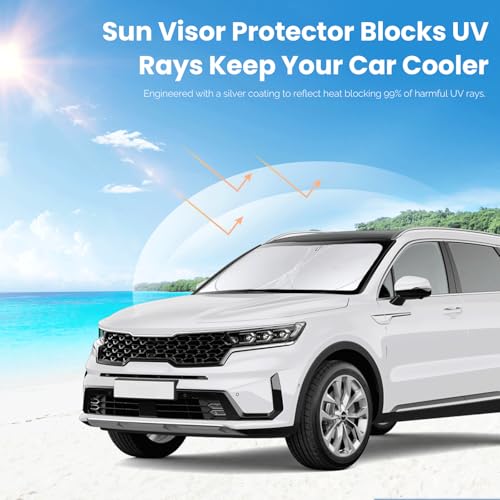 INSAUTO Custom Fit Sorento Windshield Sunshade for 2021-2024 2025 2026 KIA Sorento Front Window Shades Cover for Windshield Sun Visor Protector 210T Reflector Block Heat and Sun Protection Cooler Accessories - Image 5