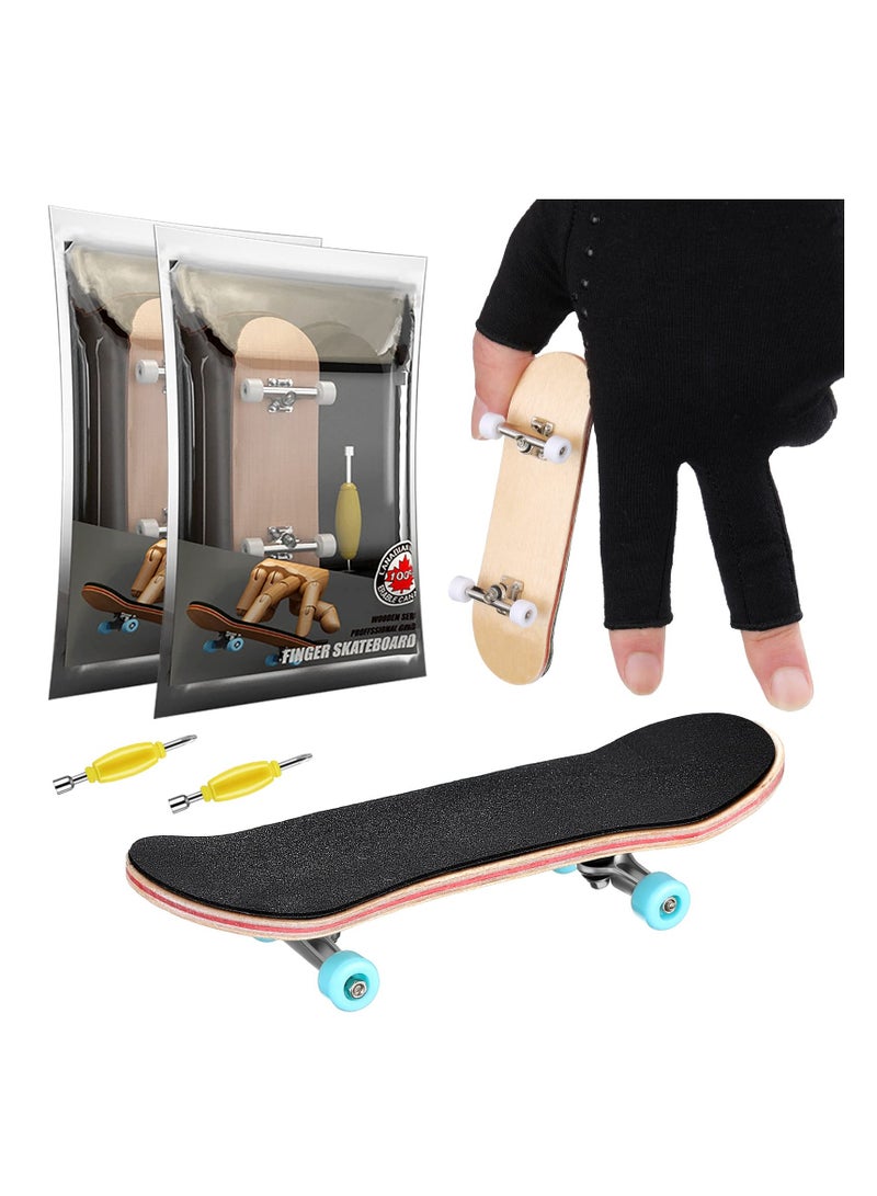 SOLARAE 2-Pack Wooden Mini Finger Skateboard Park Set with Screwdriver - Professional Fingerboard Kit for Teens and Adults - Novelty Fingertip Movement Toys - Image 1