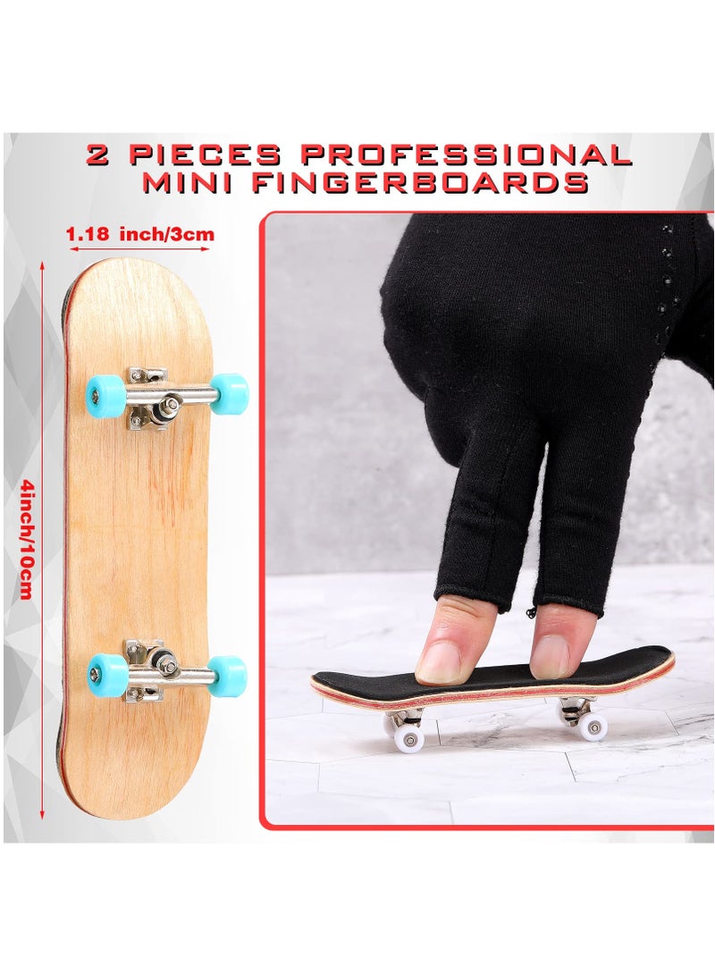 SOLARAE 2-Pack Wooden Mini Finger Skateboard Park Set with Screwdriver - Professional Fingerboard Kit for Teens and Adults - Novelty Fingertip Movement Toys - Image 2