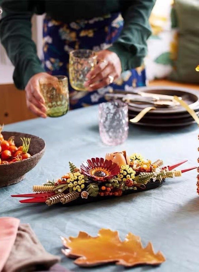 Beauenty Bouquet Building Block Puzzle;Icons Dried Flower Centerpiece Building Kit for Adults; A Gift for Flower Lovers; Create a Home Decor Display Inspired by Fall Colors; Enjoy a Mindful Building Project - Image 1