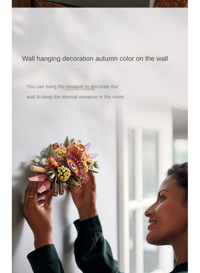 Beauenty Bouquet Building Block Puzzle;Icons Dried Flower Centerpiece Building Kit for Adults; A Gift for Flower Lovers; Create a Home Decor Display Inspired by Fall Colors; Enjoy a Mindful Building Project - Image 3