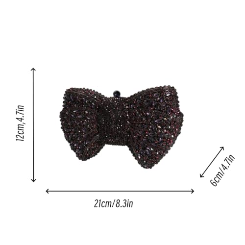 Tngan Women Luxury Bowknot Shaped Evening Clutch Sparkling Rhinestones Handbag for Banquet Wedding Party, A-purple - Image 4
