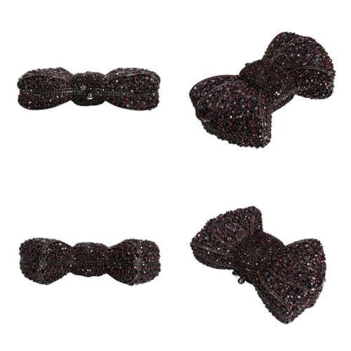 Tngan Women Luxury Bowknot Shaped Evening Clutch Sparkling Rhinestones Handbag for Banquet Wedding Party, A-purple - Image 5