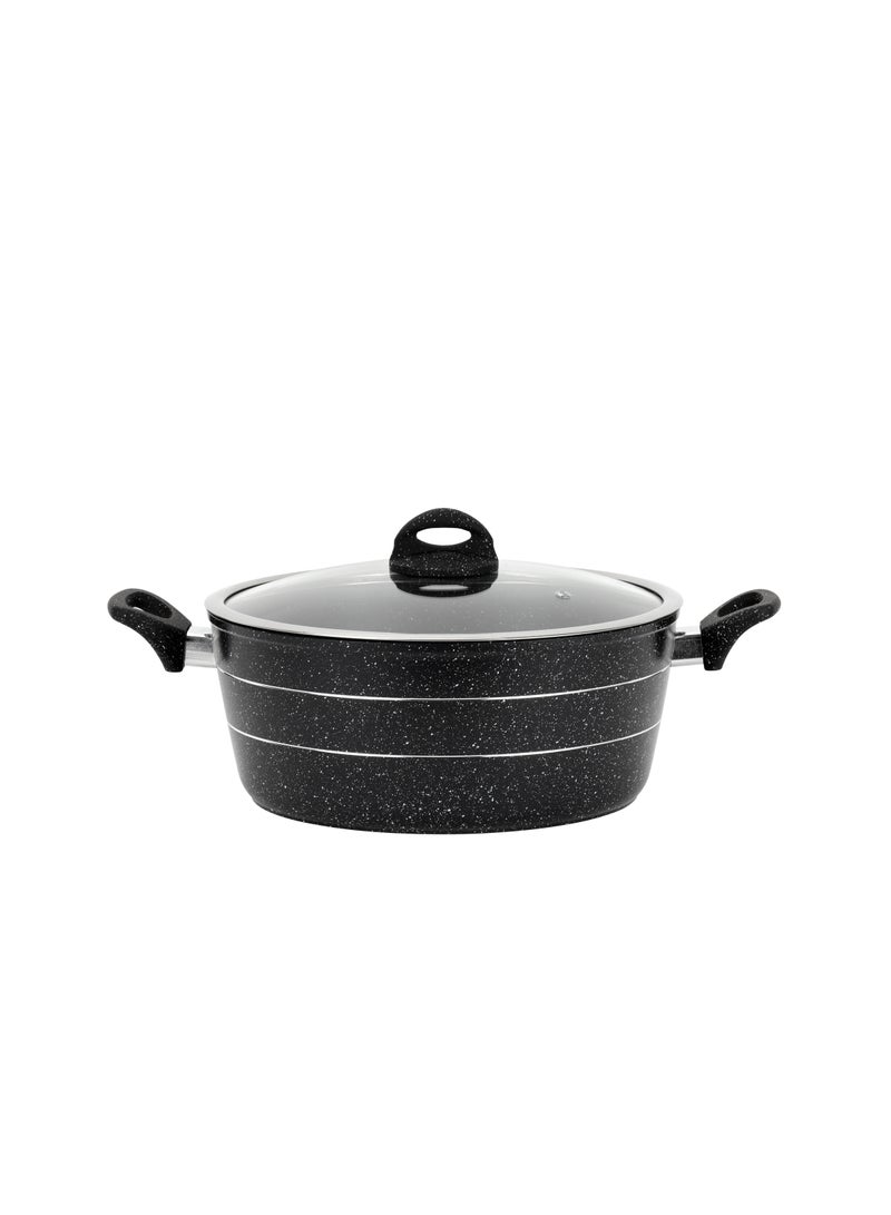 Royalford 26 cm Smart Granite Series Casserole- RF11866/ Forged Aluminium Cookware with Nonstick Granite Coating, Compatible with Induction, Hot Plate, Halogen, Ceramic, Gas Cooktops/ with Glass Lid and Soft Touch Handles, Perfect for Cooking Stews, Curries, Soups, Rice, Etc. - Image 1