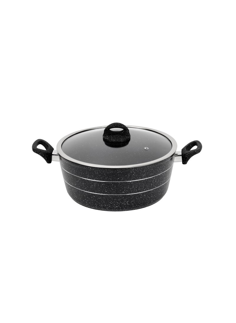 Royalford 26 cm Smart Granite Series Casserole- RF11866/ Forged Aluminium Cookware with Nonstick Granite Coating, Compatible with Induction, Hot Plate, Halogen, Ceramic, Gas Cooktops/ with Glass Lid and Soft Touch Handles, Perfect for Cooking Stews, Curries, Soups, Rice, Etc. - Image 3