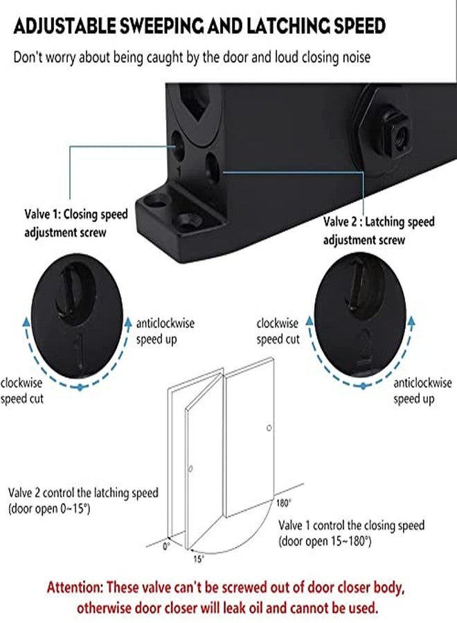 MARIE Automatic Adjustable Size 3 Spring Hydraulic Door Closer Heavy Duty Auto Closer for Residential and Commercial Doors, Black - Image 4