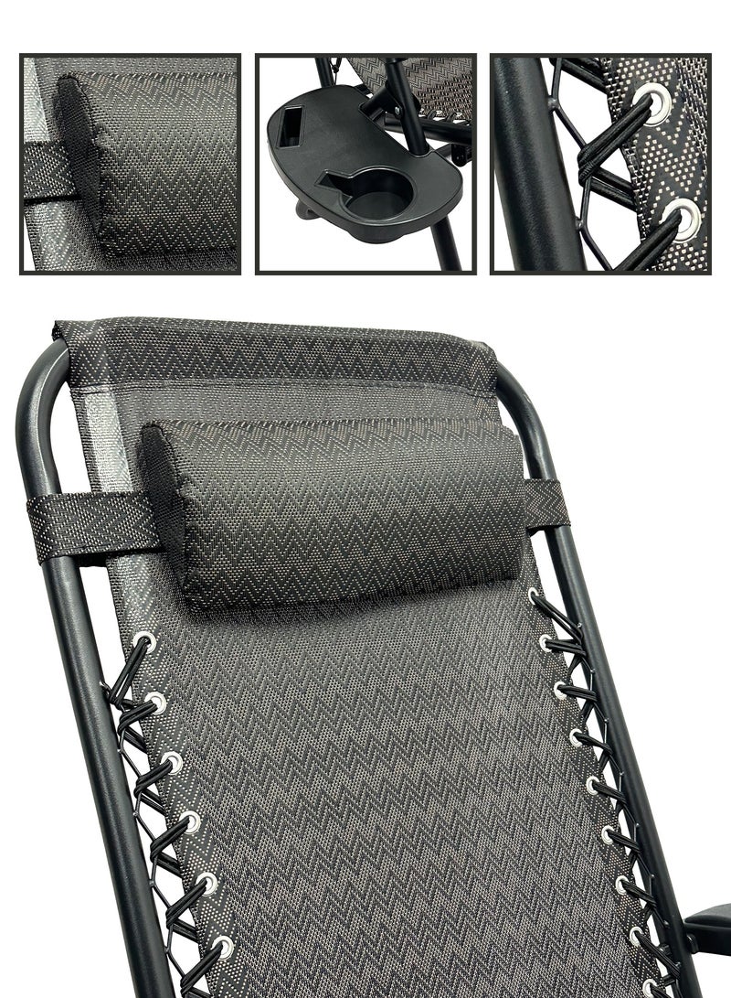 RENOVO 2 Piece Patio Chaise Lounges Chair gravity chair with adjustable backrest and footrest Sunlounger for Poolside Backyard and Beach - Image 3