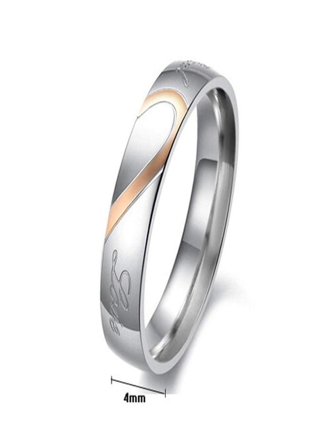 Tobestu Female Real Love Wedding Bands Sets Half Heart Rings Stainless Steel Comfort Fit Matching Promise Rings for Couples Y552-2D (Size 9) - Image 5
