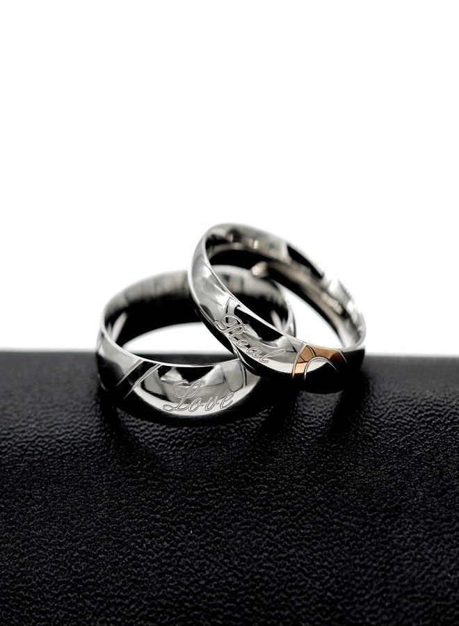 Tobestu Female Real Love Wedding Bands Sets Half Heart Rings Stainless Steel Comfort Fit Matching Promise Rings for Couples Y552-2D (Size 9) - Image 4