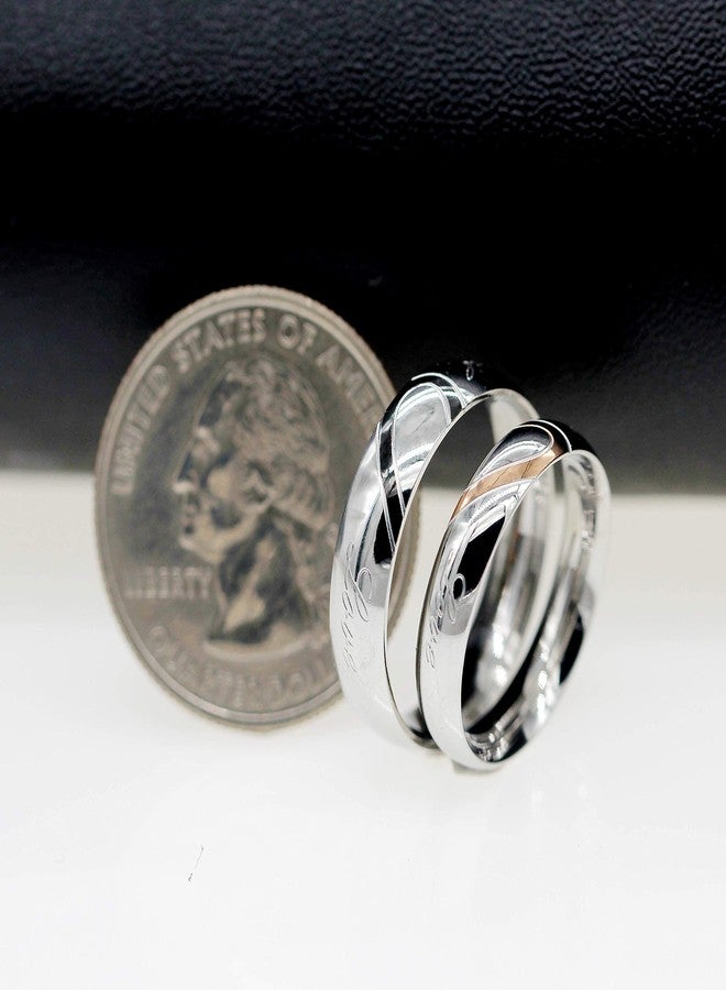 Tobestu Female Real Love Wedding Bands Sets Half Heart Rings Stainless Steel Comfort Fit Matching Promise Rings for Couples Y552-2D (Size 9) - Image 3