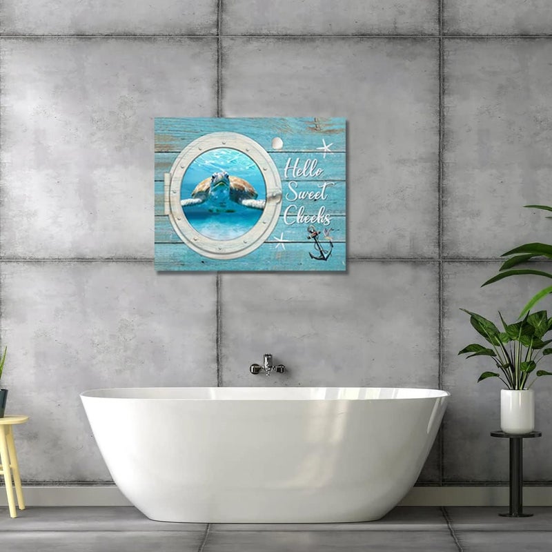 SweetFox Sea Turtle Nautical Canvas Wall Art - Image 2
