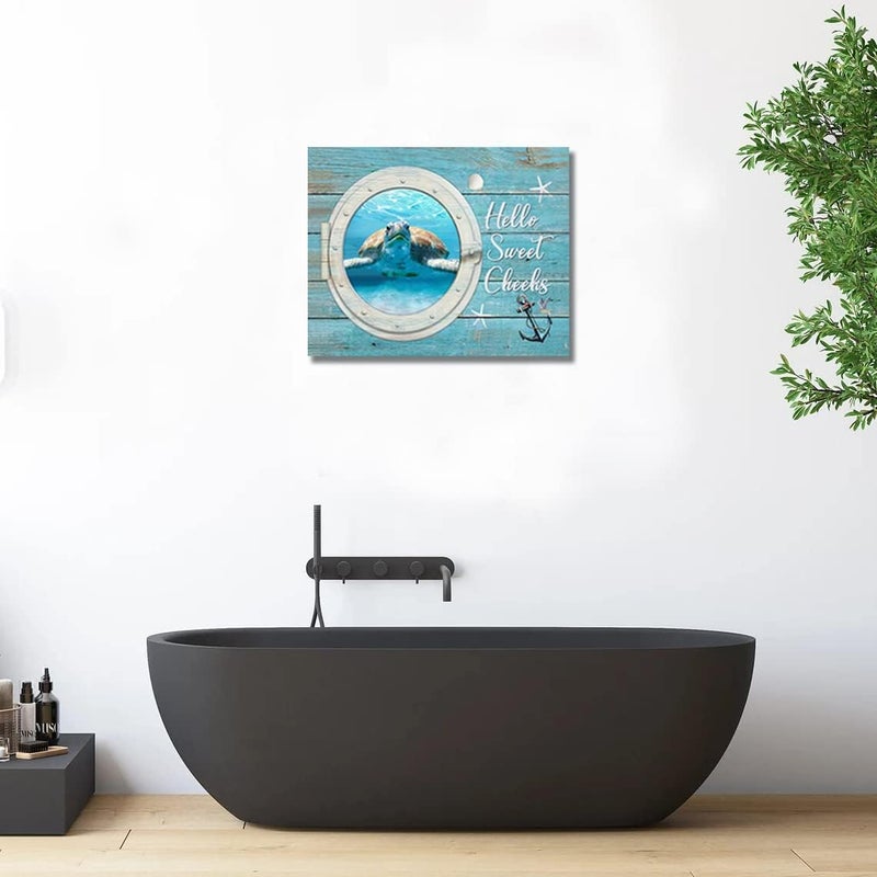 SweetFox Sea Turtle Nautical Canvas Wall Art - Image 3
