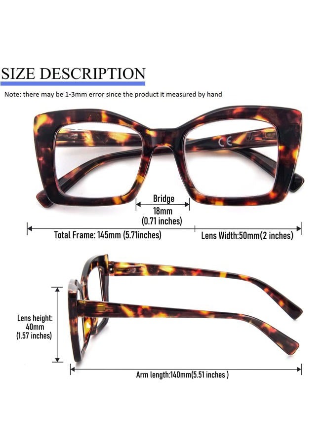 REAVEE 3 Pack Oversized Square Reading Glasses Oprah Style for Women, Blue Light Blocking Large Frame Computer Designer Fashion Readers with Spring Hinge (Black/Tortoise/Grey Tortoise,2.0) - Image 4