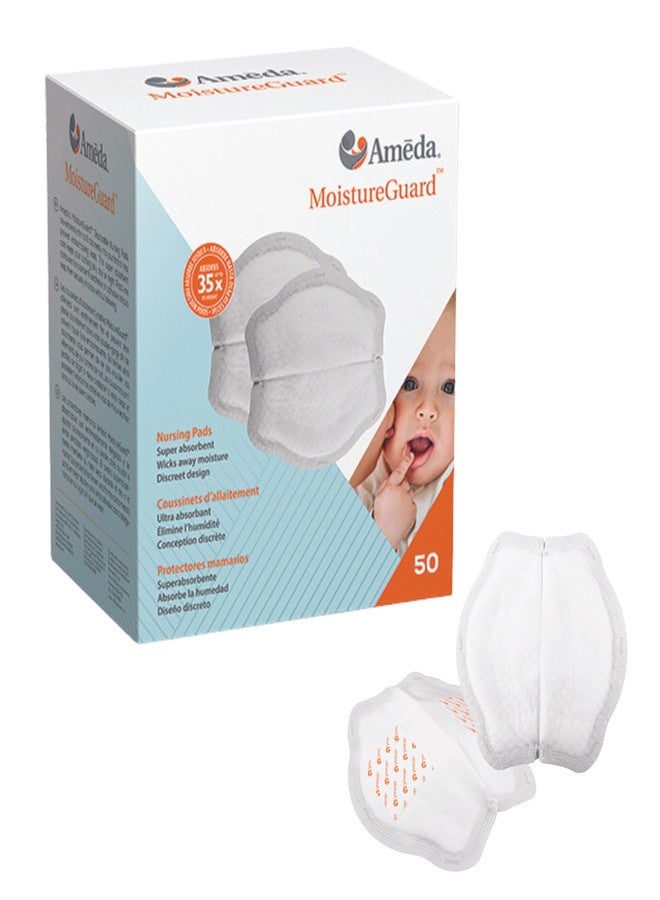 Ameda MoistureGuard Disposable Nursing Pads | Breast Milk Pads | Nursing Breast Pads | Breast Feeding Supplies | Stay Dry Nursing Pads | Nursing Pads Disposable | Nursing Pads Breastfeeding | 50 Count - Image 1