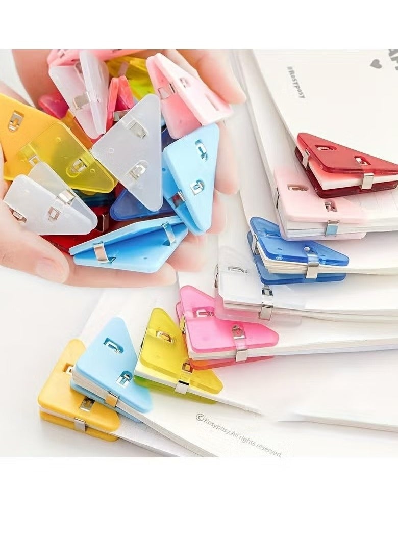6pcs Random Color Colorful Plastic Folders, Office Triangle Binder, Test Book, Anti-Curl Multi-Functional Right Angle Binder - Image 4