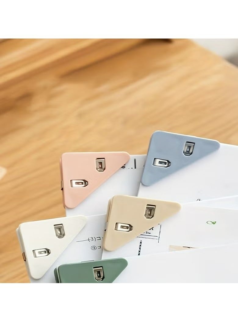 6pcs Random Color Colorful Plastic Folders, Office Triangle Binder, Test Book, Anti-Curl Multi-Functional Right Angle Binder - Image 2