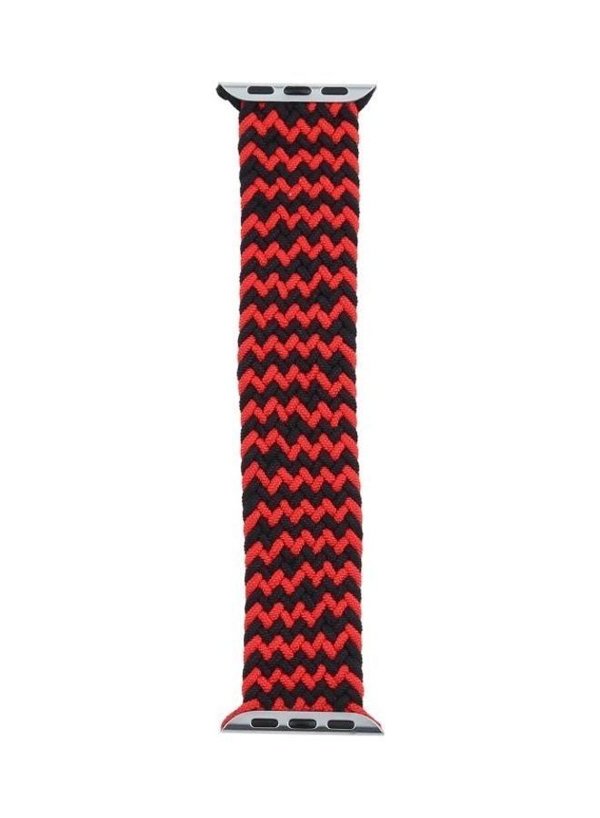 NIBEMINENT Mixed Colour Nylon Braided Single Loop Replacement Watchbands for Apple Watch Series 7/6/SE/5/4/3/2/1 42/44/45mm, Size:L Red/Black - Image 1