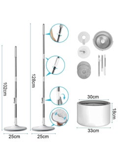 NextWave Spin Mop for Cleaning Floor – 2 Microfiber Mop Heads (Wet/Dry) – Bucket with Spinner & Wringer – Extendable Handle – 360° Floor Cleaner – Quick Absorption  - Image 2