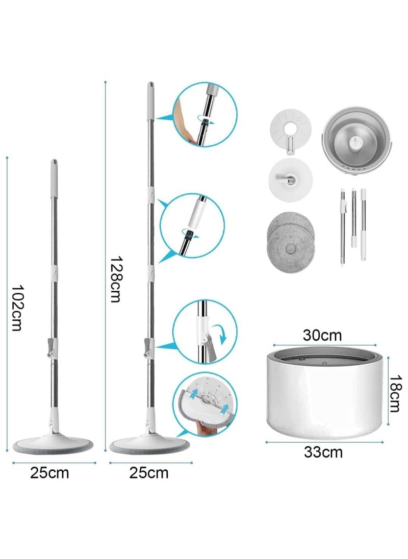 NextWave - Spin Mop for Cleaning Floor – 2 Microfiber Mop Heads (Wet/Dry) – Bucket with Spinner & Wringer – Extendable Handle – 360° Floor Cleaner – Quick Absorption - Image 1