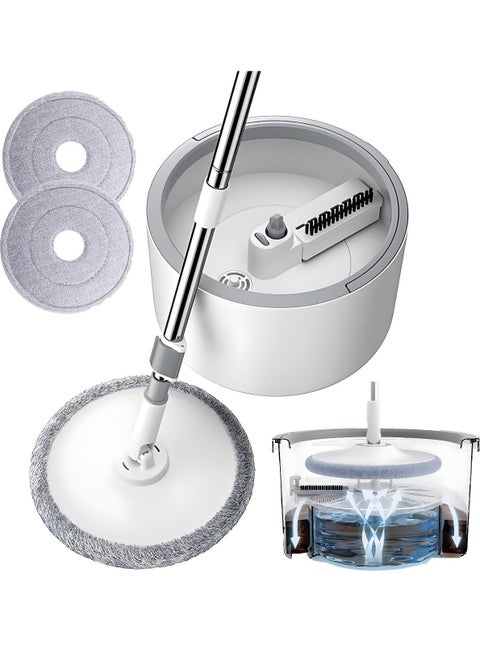Spin Mop and Bucket Set Flat Mop with Self-Separating Clean Water System 360° Floor Cleaning Mop with 2 Extra Pads ممسحة تنظيف ارضيات