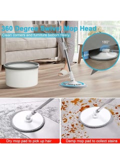 NextWave Spin Mop for Cleaning Floor – 2 Microfiber Mop Heads (Wet/Dry) – Bucket with Spinner & Wringer – Extendable Handle – 360° Floor Cleaner – Quick Absorption  - Image 4