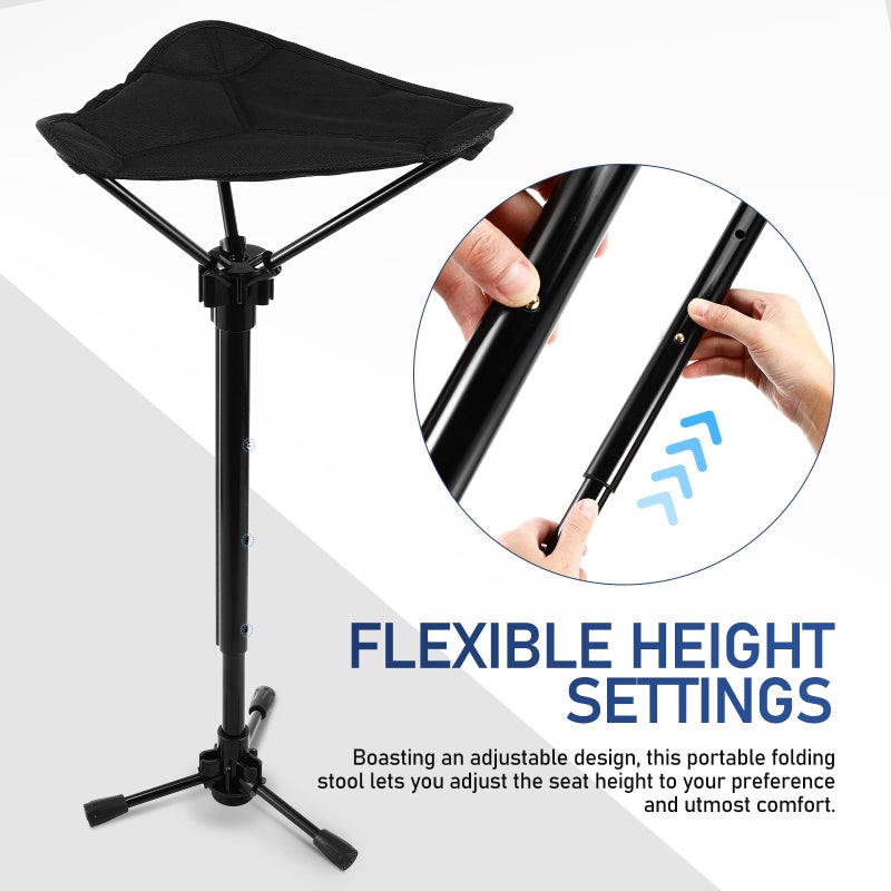 Adjustable Height Folding Tripod Stool Lightweight Portable Outdoor Camping Chair For Hiking Fishing Travel - Image 5