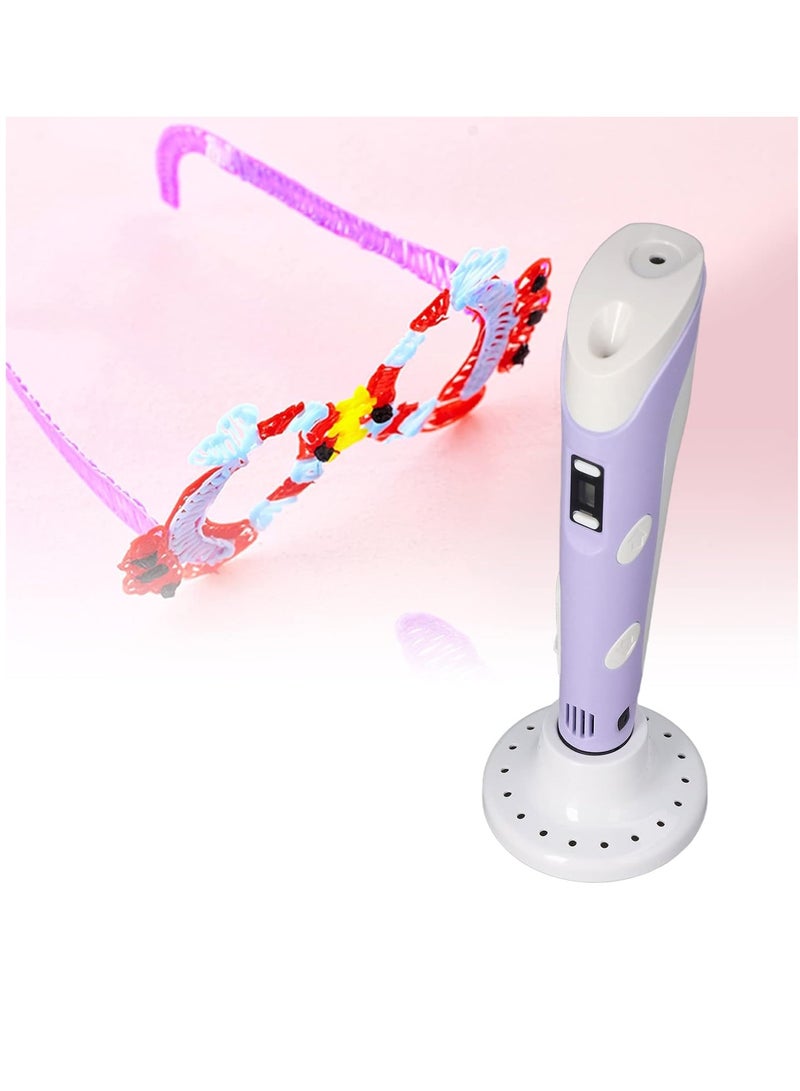 3D Printing Pen Set Stepless Speed Control Slider Red Lighting Preheat DC5V PLA Consumables 3D Printing Pen (Purple) - Image 2