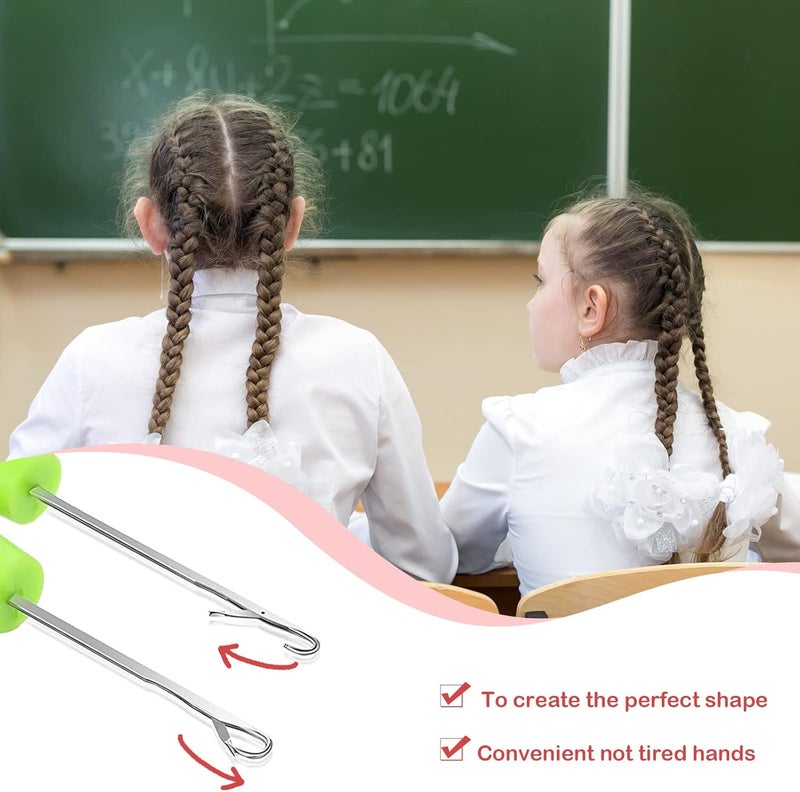 Luinabio 10 Pieces Latch Hook Crochet Sets, Include 3 Pieces Stainless Steel Bent Hook Crochet Needle 4 Pieces Alligator Styling Sectioning Clips 3 Pieces Rat Tail Comb Steel Teasing Combs for Hair Extension - Image 4