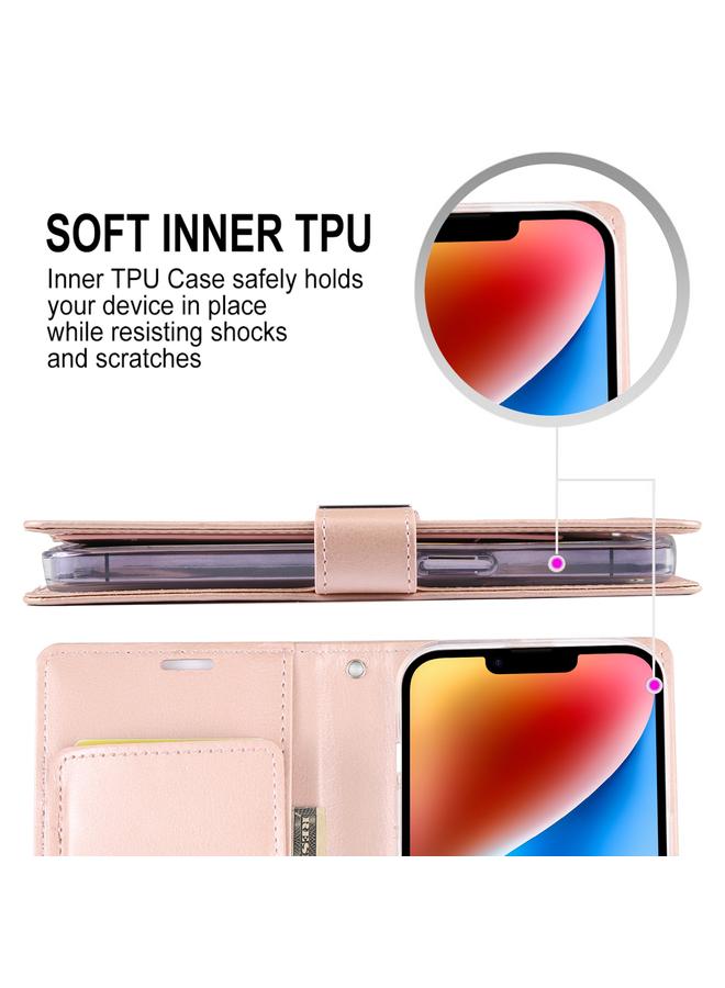 GOOSPERY Case For iPhone 15 Plus RICH DIARY Crazy Horse Texture Leather Phone Case - Image 5