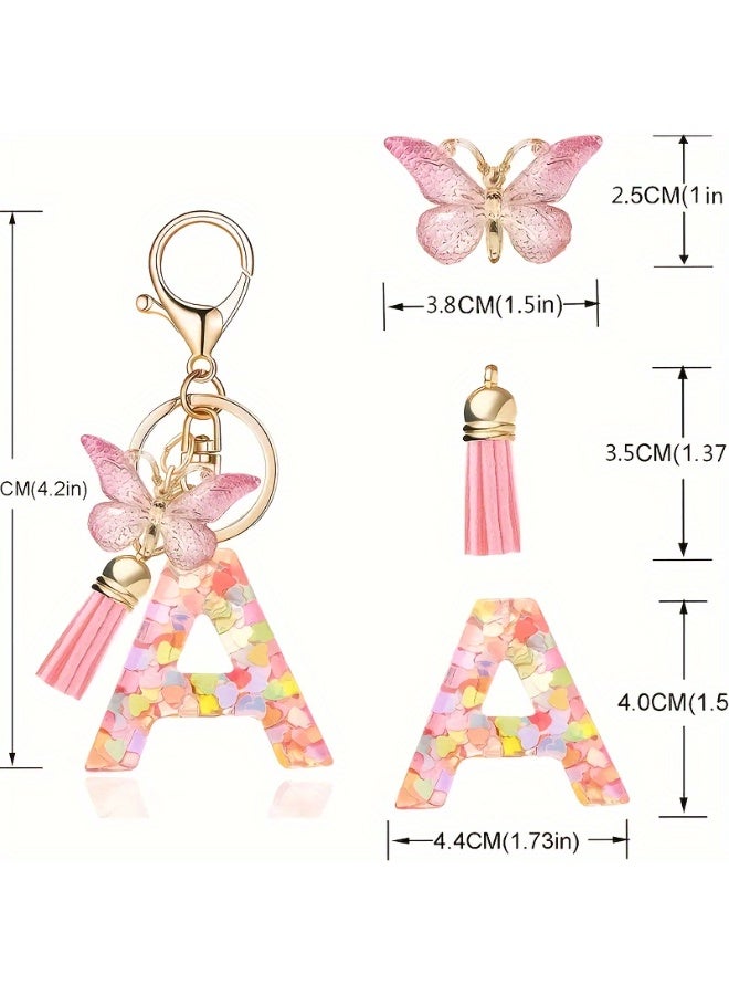Personalized Alphabet A Letter Keychain - Cute Butterfly-Keychain Pendant for Purse Handbags Women GirlsAccessories - Unique Women's - Image 2