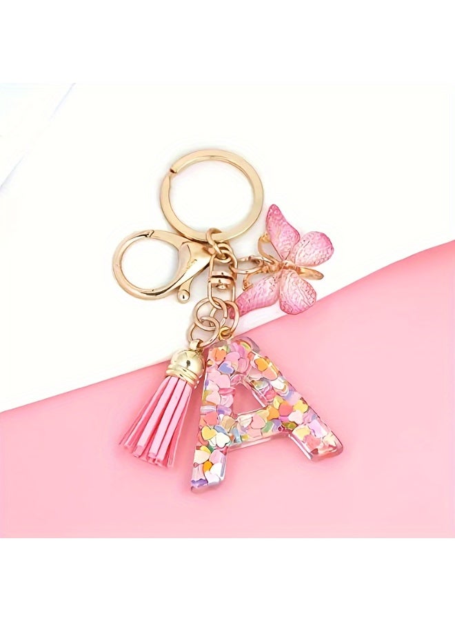 Personalized Alphabet A Letter Keychain - Cute Butterfly-Keychain Pendant for Purse Handbags Women GirlsAccessories - Unique Women's - Image 1