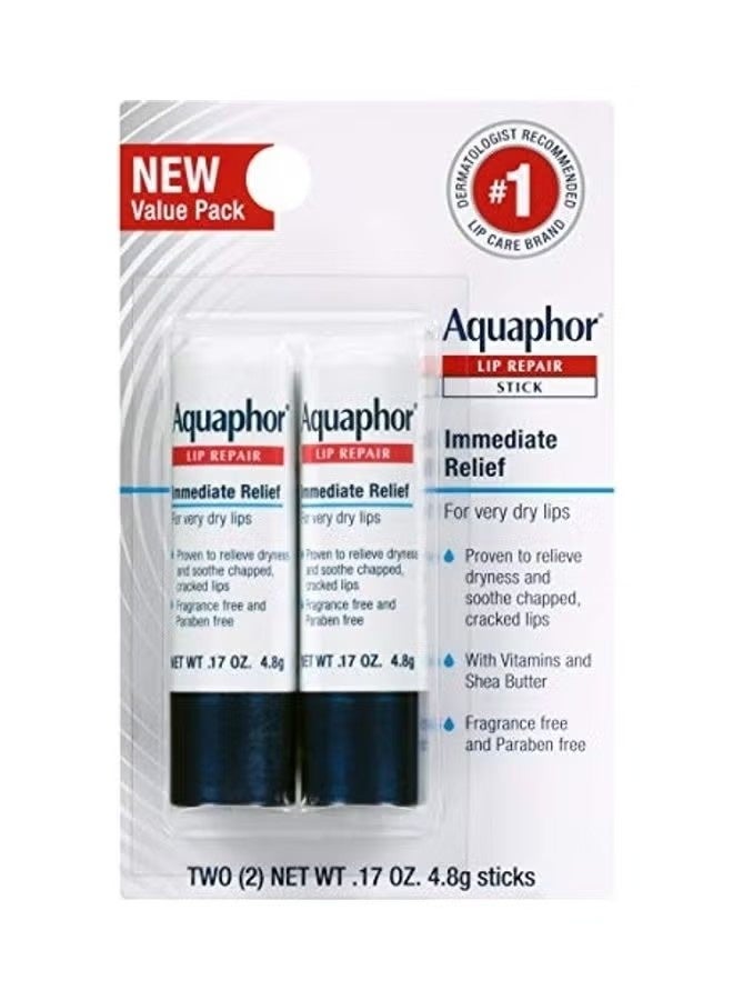 Lip Repair Stick - Soothes Dry Chapped Lips - Two(2) .17 Oz Sticks, Multi