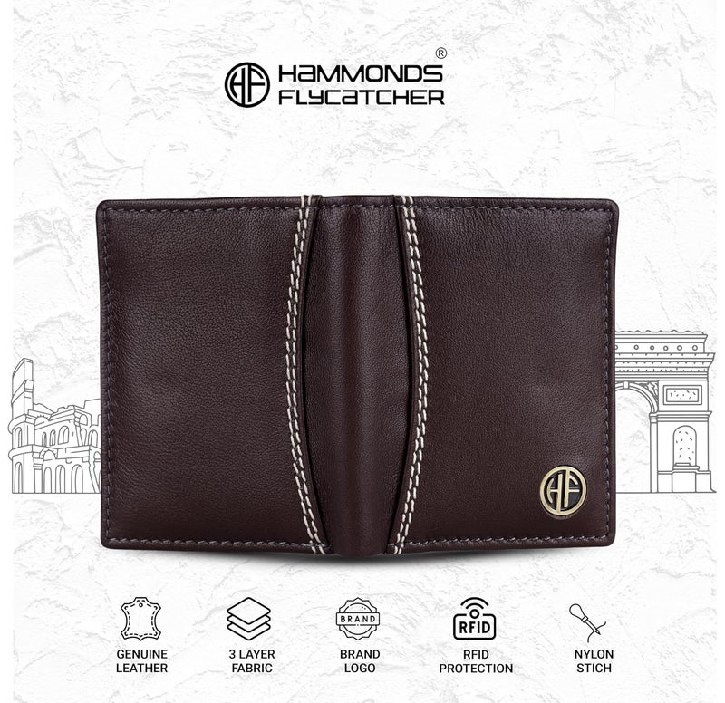 HAMMONDS FLYCATCHER Genuine Leather Credit Card Holder Wallet for Man & Women with Currency Slot, RFID Protected ATM Card Wallet for Men 6 Slots, Gift for Men, Father, Husband, Boyfriend, Coffee Brown - Image 4