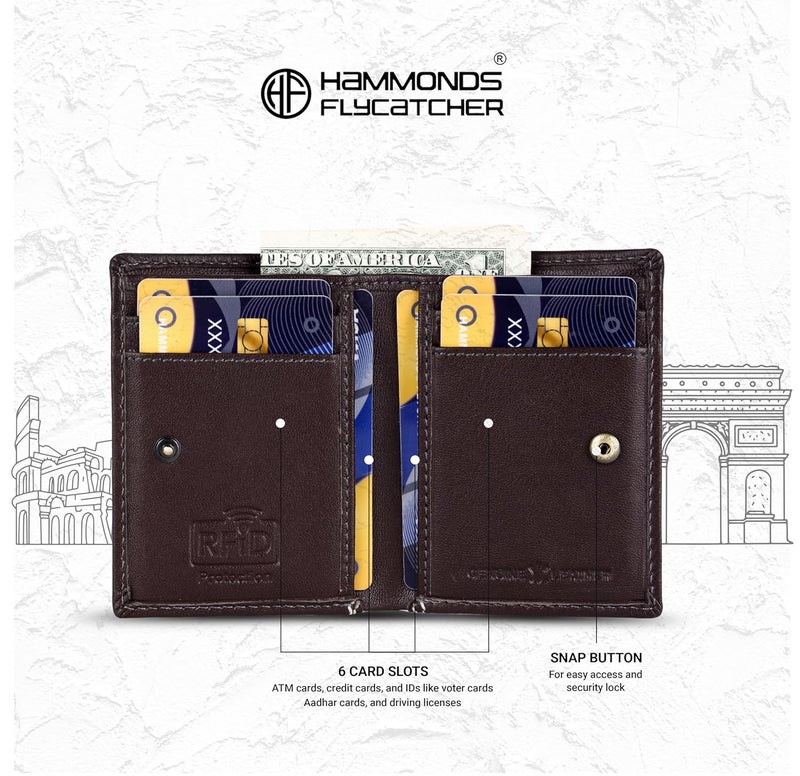 HAMMONDS FLYCATCHER Genuine Leather Credit Card Holder Wallet for Man & Women with Currency Slot, RFID Protected ATM Card Wallet for Men 6 Slots, Gift for Men, Father, Husband, Boyfriend, Coffee Brown - Image 5