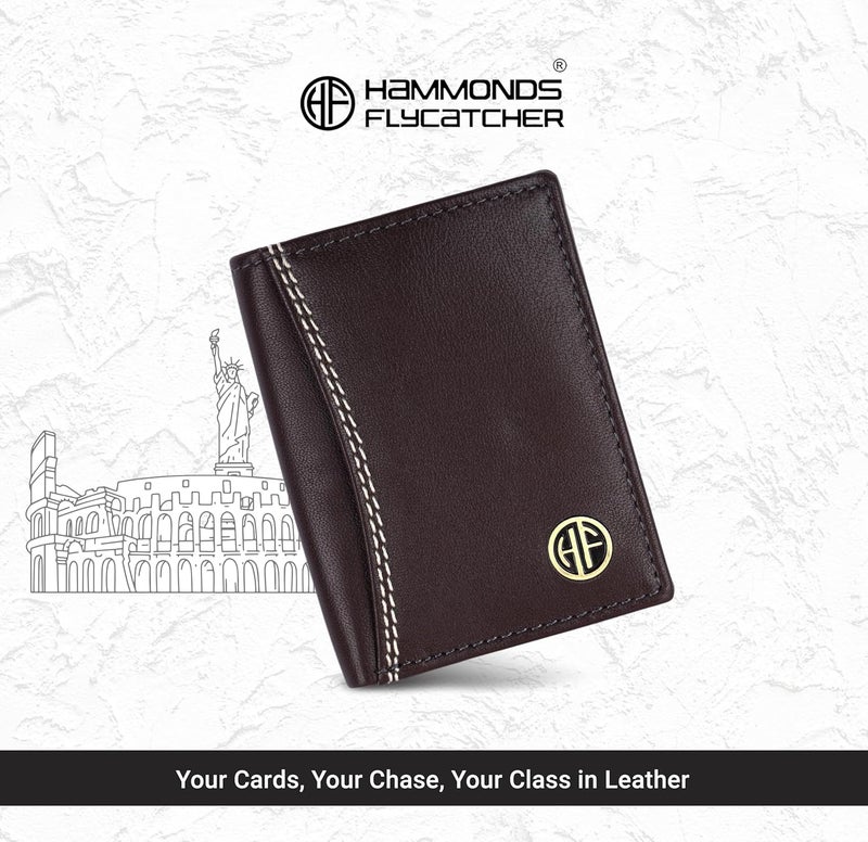 HAMMONDS FLYCATCHER Genuine Leather Credit Card Holder Wallet for Man & Women with Currency Slot, RFID Protected ATM Card Wallet for Men 6 Slots, Gift for Men, Father, Husband, Boyfriend, Coffee Brown - Image 2
